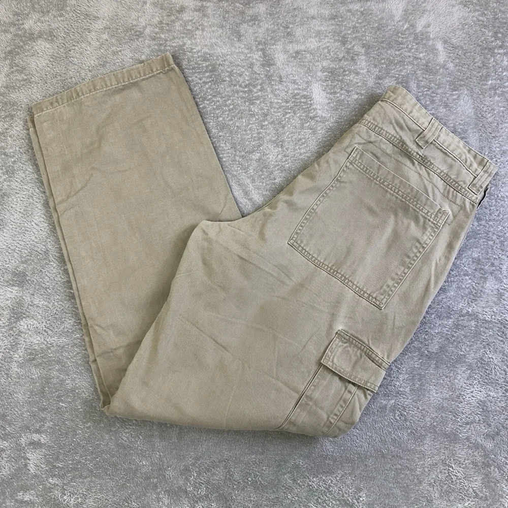 Wrangler Cargo Pants Men Beige Measures 35x32.5 No Sizing Baggy Grunge Workwear
